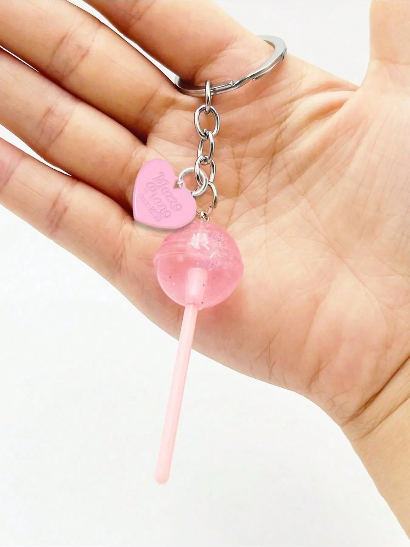 Acrylic Lollipop Keychain, Heart-Shaped Card, Candy Stick Girl Phone Bag Charm, Alloy Round Lollipop Keychain, Daily Use, Gift for Mother, Girlfriend, Colleague