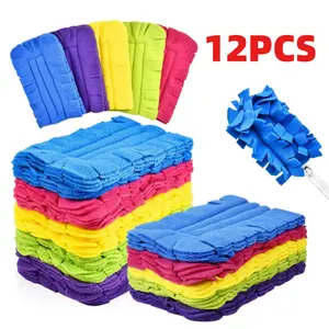12PCS Fleece Duster Refills, Reusable Dusters, Washable Dusters Pads for Cleaning Ceiling Hardwoods Window Kitchen Floor, Heavy Duty Microfiber Electrostatic Replacement Pack Compatible with Swiffer 360 Degree Hand Dusters