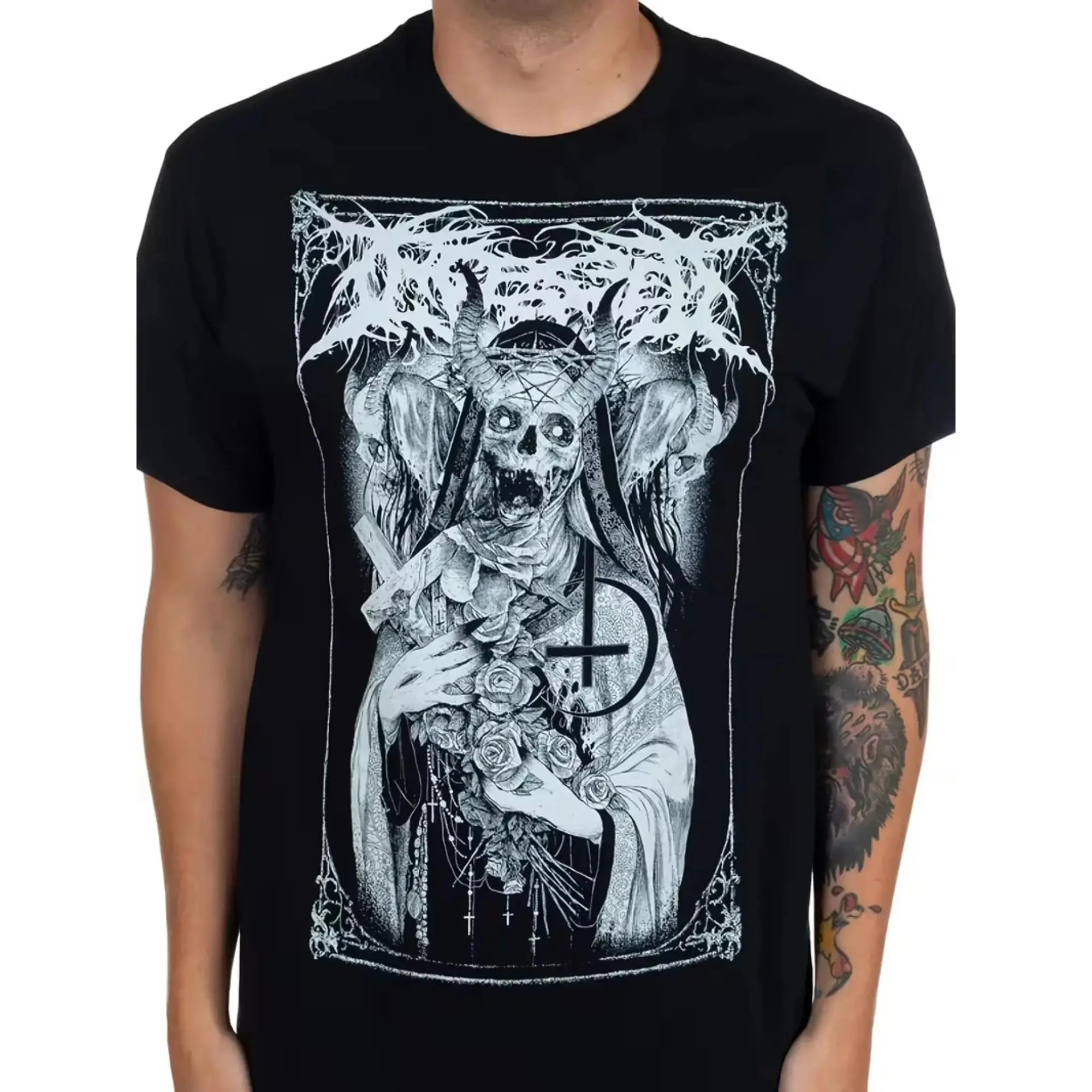 Ingested Hell Nun Graphic T-Shirt - Gothic Horror Art Streetwear Tee for Men, Round Neck Short Sleeve  Cotton T-shirt Ultra-Soft, S-XXXL, Breathable for Running