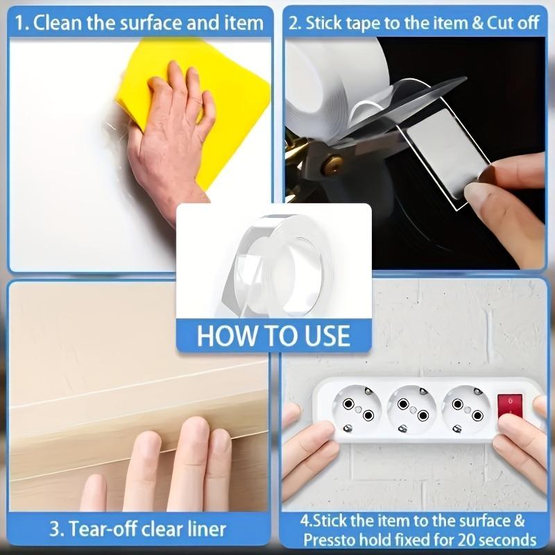 English Super strong adsorption power strong double-sided nano tape - strong adhesion, reusable, suitable for various scenarios such as handicrafts, Christmas decorations, etc. - fits all surfaces, an essential multi-functional tape