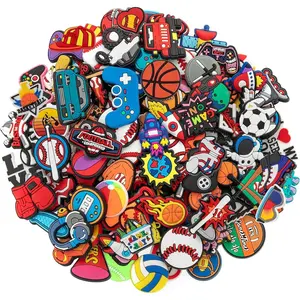 30,50,100pcs Random Shoe Charms for Boys Teens Cute Shoe Decoration Charms for Shoes Wristband Bracelet Party Favors Gifts Sports Game Astronaut Accessories