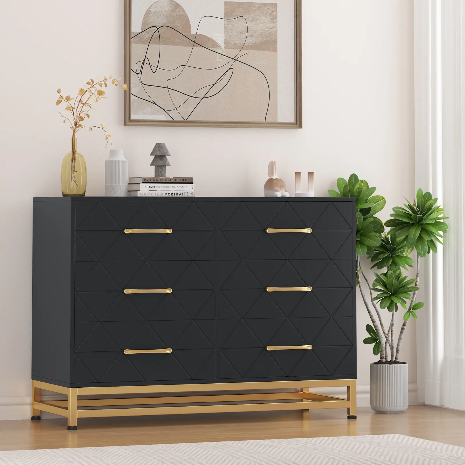 Modern Storage Solution 6 Drawer Dresser - Spacious Wood Chest for Bedroom, Nursery, Closet, Living Room, Hallway - Smooth Sliding Drawers - Perfect for Kids, Girls, Baby Rooms