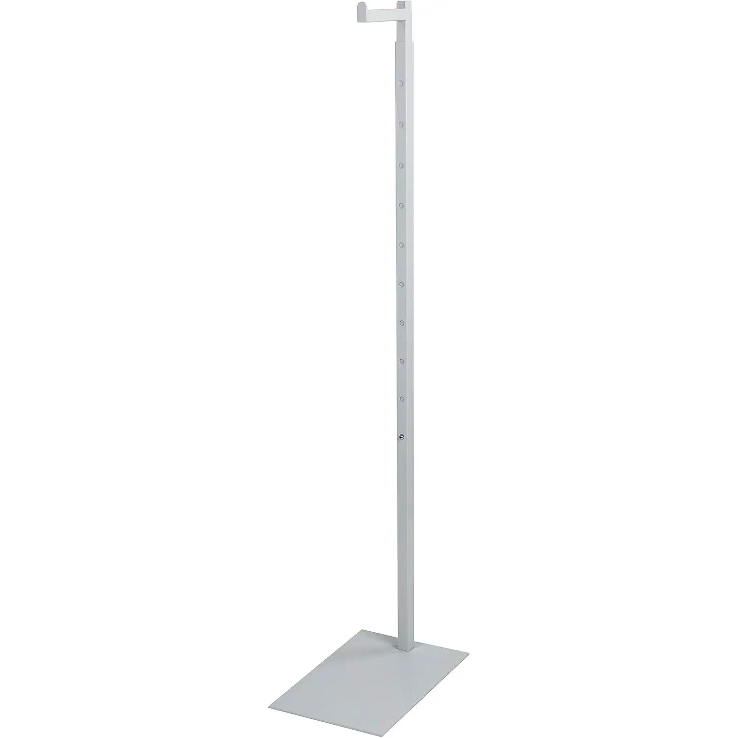 Adjustable White Costumer Stand – Single Arm Clothes Rack - Retail Clothing and Garment Display Stand – Ideal For Showcasing Hanging Items In Thrift Shops, Boutiques and Retail Stores