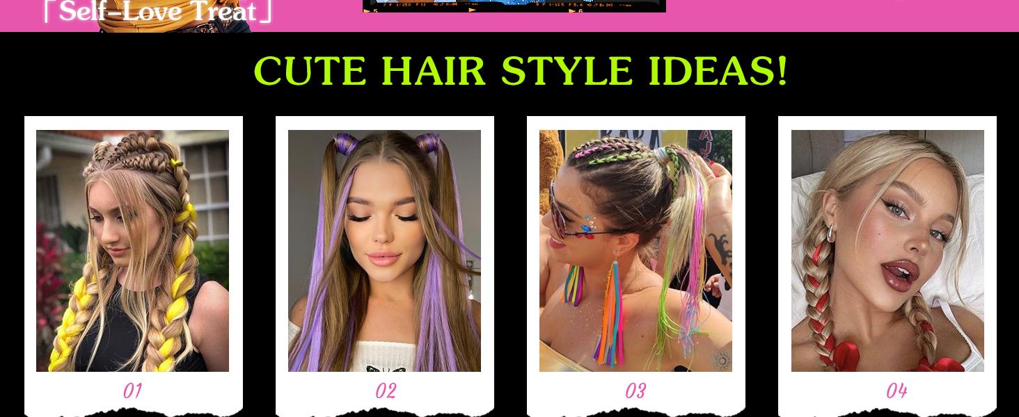 SOFEIYAN 10 Pcs Colored Hair Extensions Party Highlights Colorful Clip in Hair Extensions 22 Inch Straight Synthetic Hairpieces for Women Kids Girls Halloween Christmas Cosplay