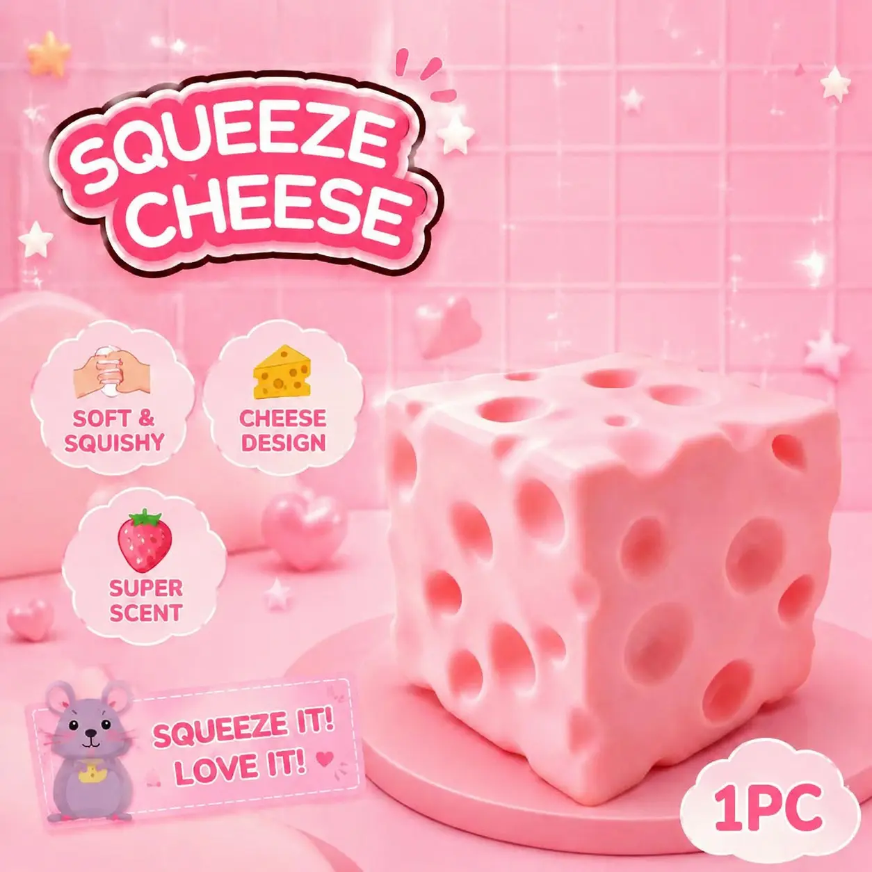 Oversized Plush Soft Cheese Block Giant Fidget Squeeze Toy, ASMR Sound Stress Relief Ball Ease Tension for Teens Adults, Premium Birthday Gift Minimalist Room Decor, Portable Office Relaxation Gadget Cute Squishy Desktop Ornament Unique Holiday Souvenir