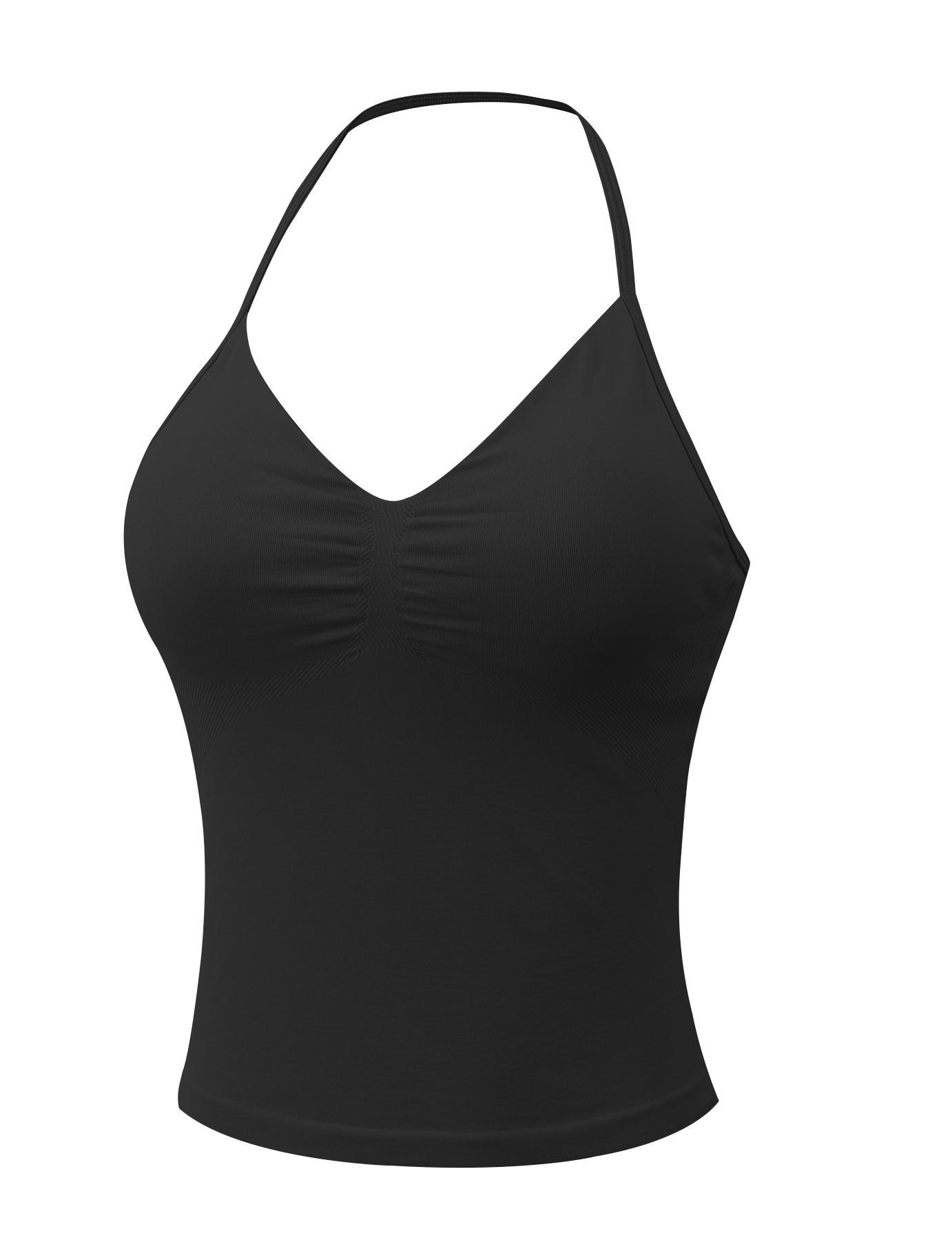 BBFIRA Longline Strappy Top Women's Halter Workout Tank Tops Backless Gym Longline with Adjustable Strap, Gym Sports Bra Camis Fitness Top