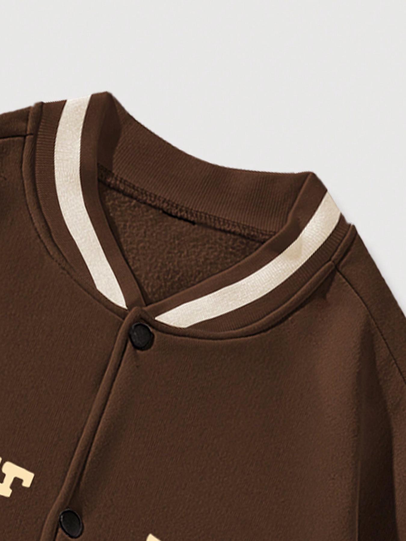 Men's Colorblock Letter & Skeleton Print Baseball Collar Jacket, Loose Casual Fashion Comfy Outerwear for Daily Outdoor Wear, Men Cloths for Fall & Winter