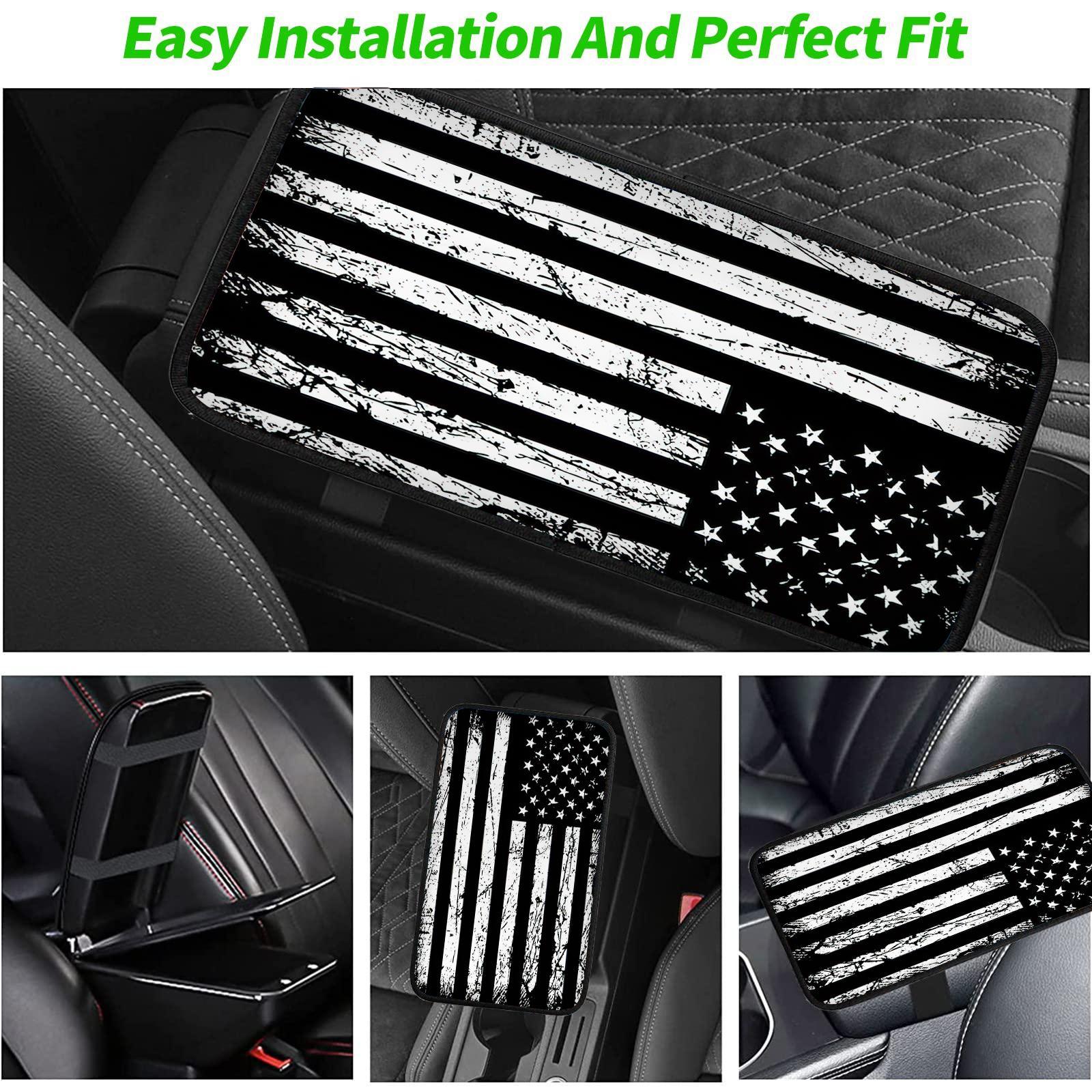 American Flag Pattern Car Center Console Cover & Cup Coasters, Universal Armrest Cover & Non-slip Coasters Car Accessory, Car Interior Decoration Accessories for Men Women, Vehicle, Automotive, Car Decals, Car Interior Set