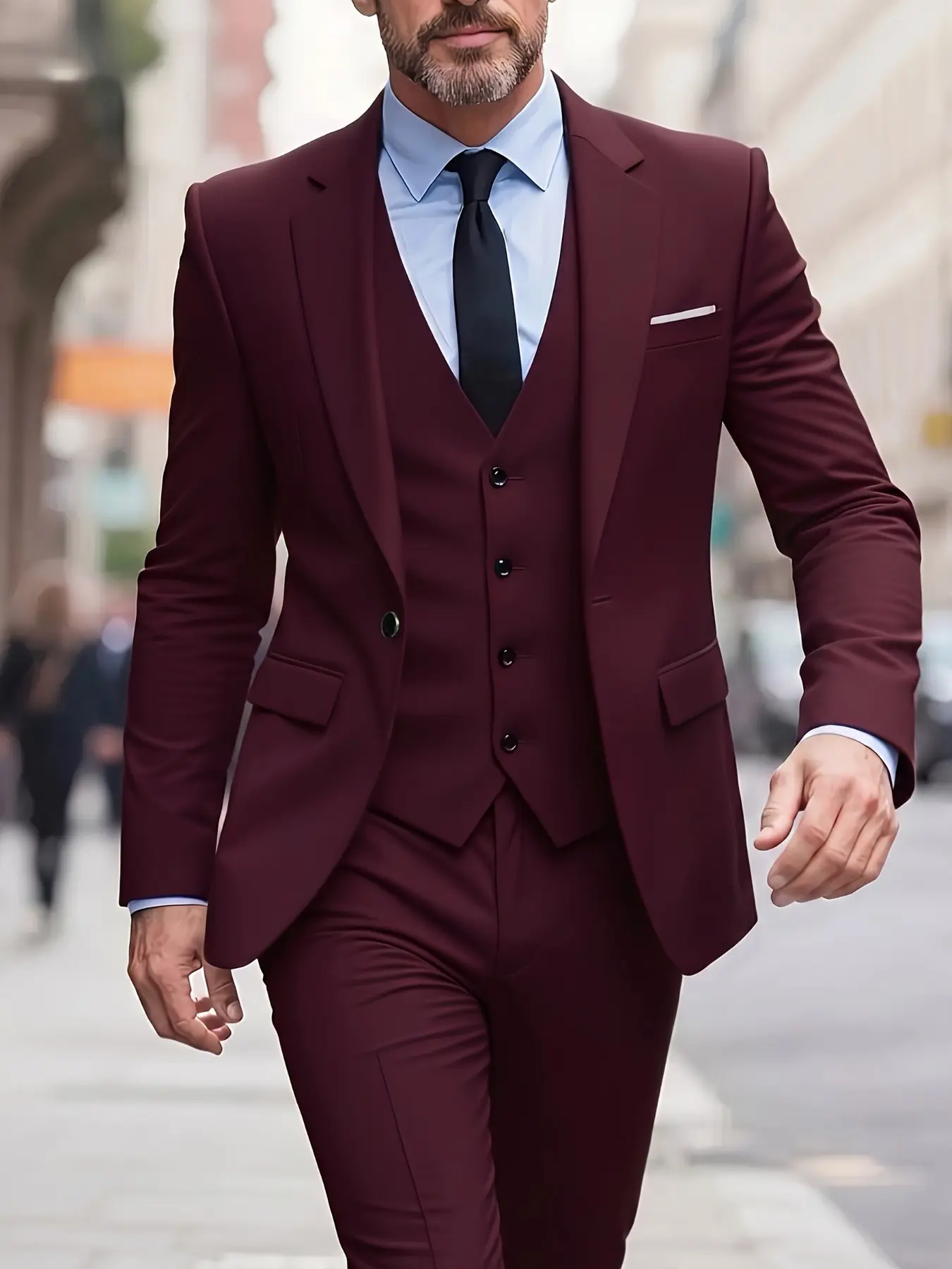 Men's Three-Piece Suit Set, Large Suit, Suit Pants, Formal Tie, Wedding Dress, Vest, Work Uniform, Holiday Gift, Business, Halloween