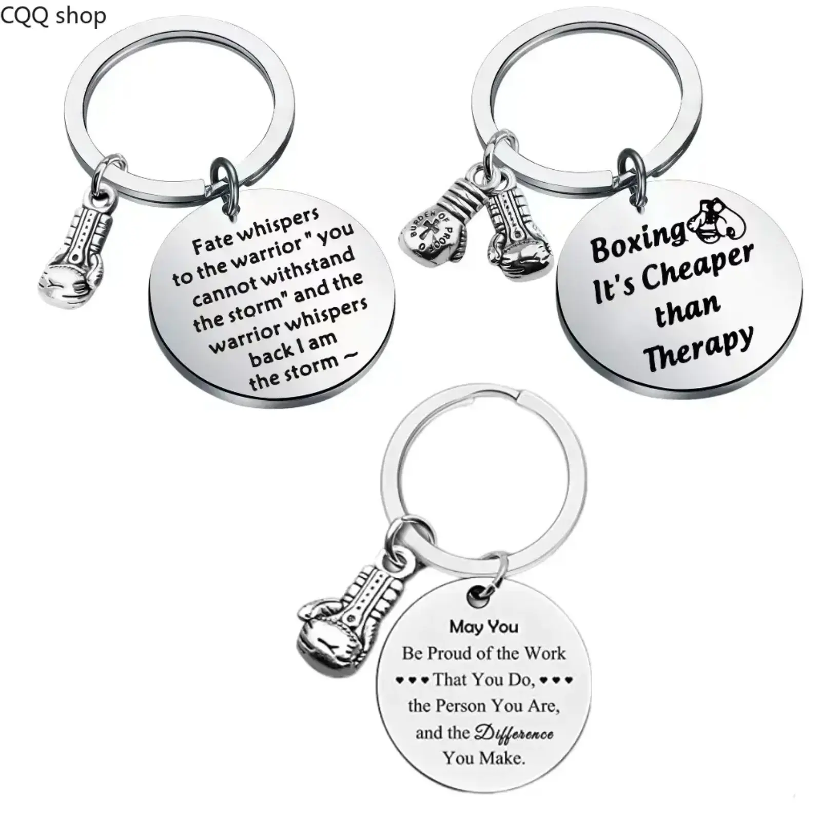 Badass Boxing Glove Keychain | Motivational Warrior Engraved Tag