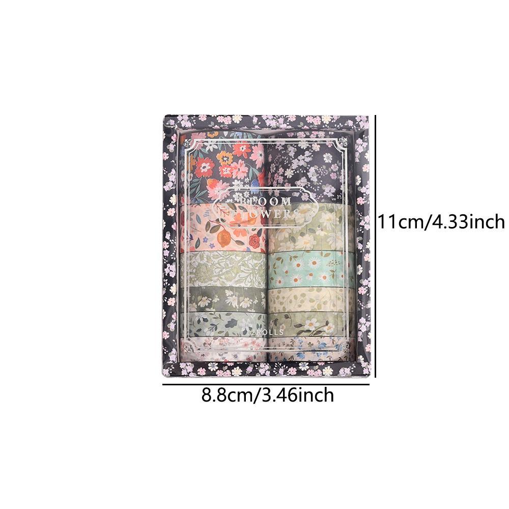 Vintage Floral Pattern Washi Tape, 12 Rolls/box Scrapbooking Decorative Masking Tape, Adhesive Sticker for Planner Bullet Scrapbook Gift Wrapping, Scrapbook Materials