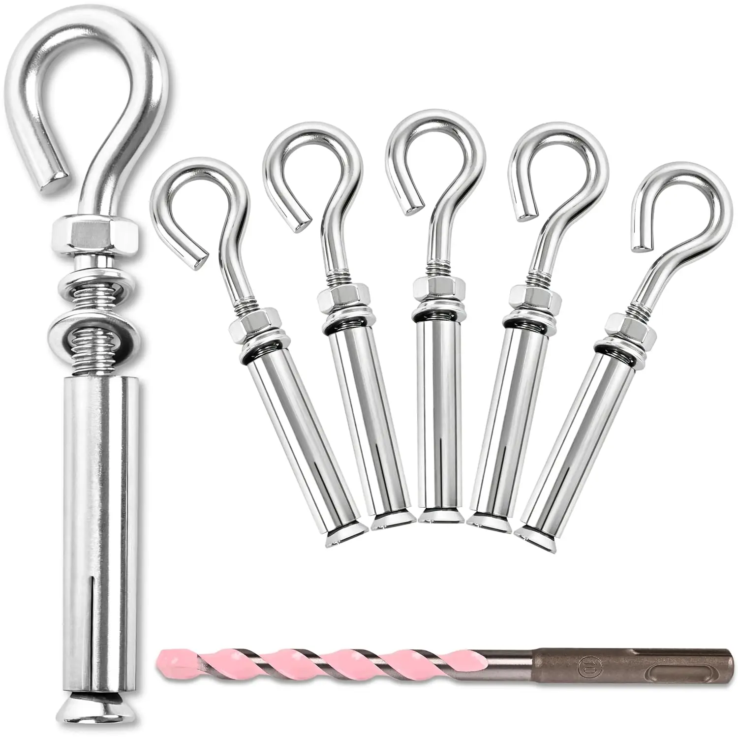 6 count 1/4" X 3-1/2" 304 Stainless Steel Concrete Eye Bolt Anchors