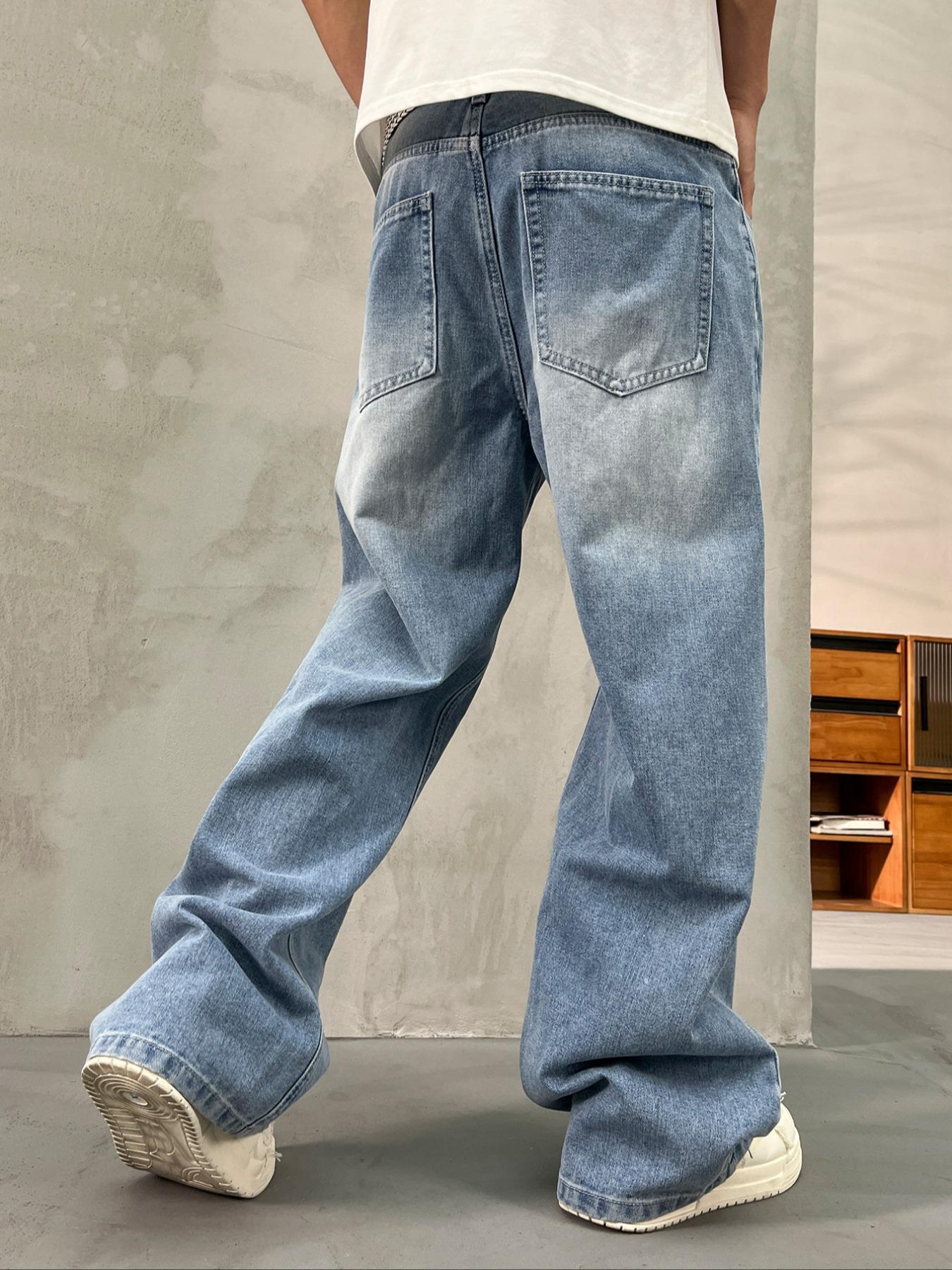 Men's Vintage Washed Loose Fit Wide Leg Jeans, Long Y2K Street Style Denim Jeans, Perfect Gift for Boyfriend & Husband