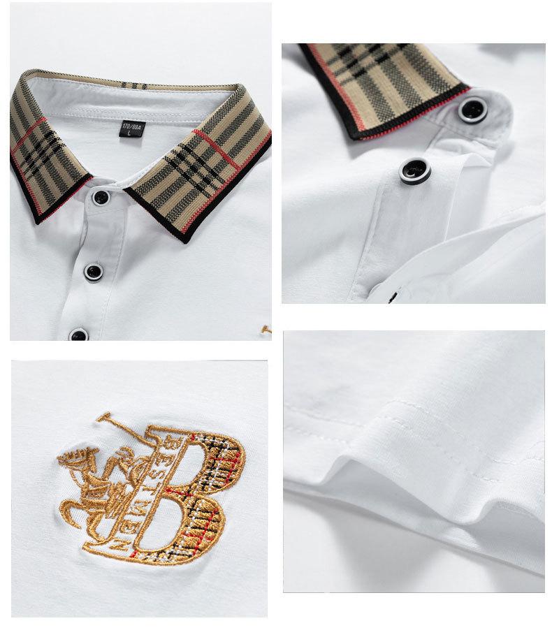 New Summer High-Quality Pure Cotton Men's Polo Shirt Solid Color Embroidered Lapel Top