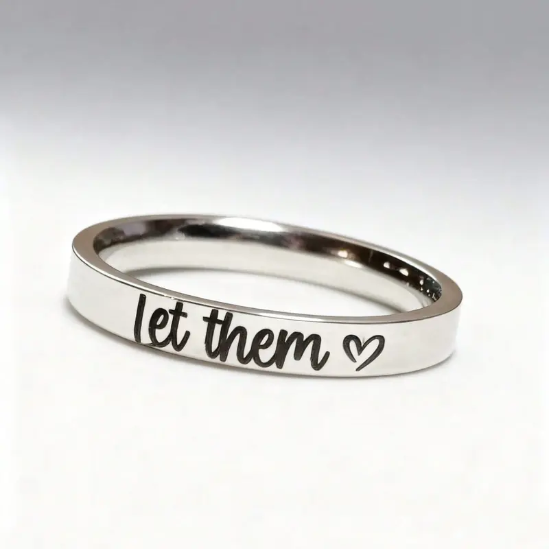 1pc Minimalist "Let Them Love Me" Letter Ring, Versatile Daily Ring, Suitable For Both Men And Women. Suitable For All Seasons, An Ideal Gift For Your Loved One. Jewelry Ring