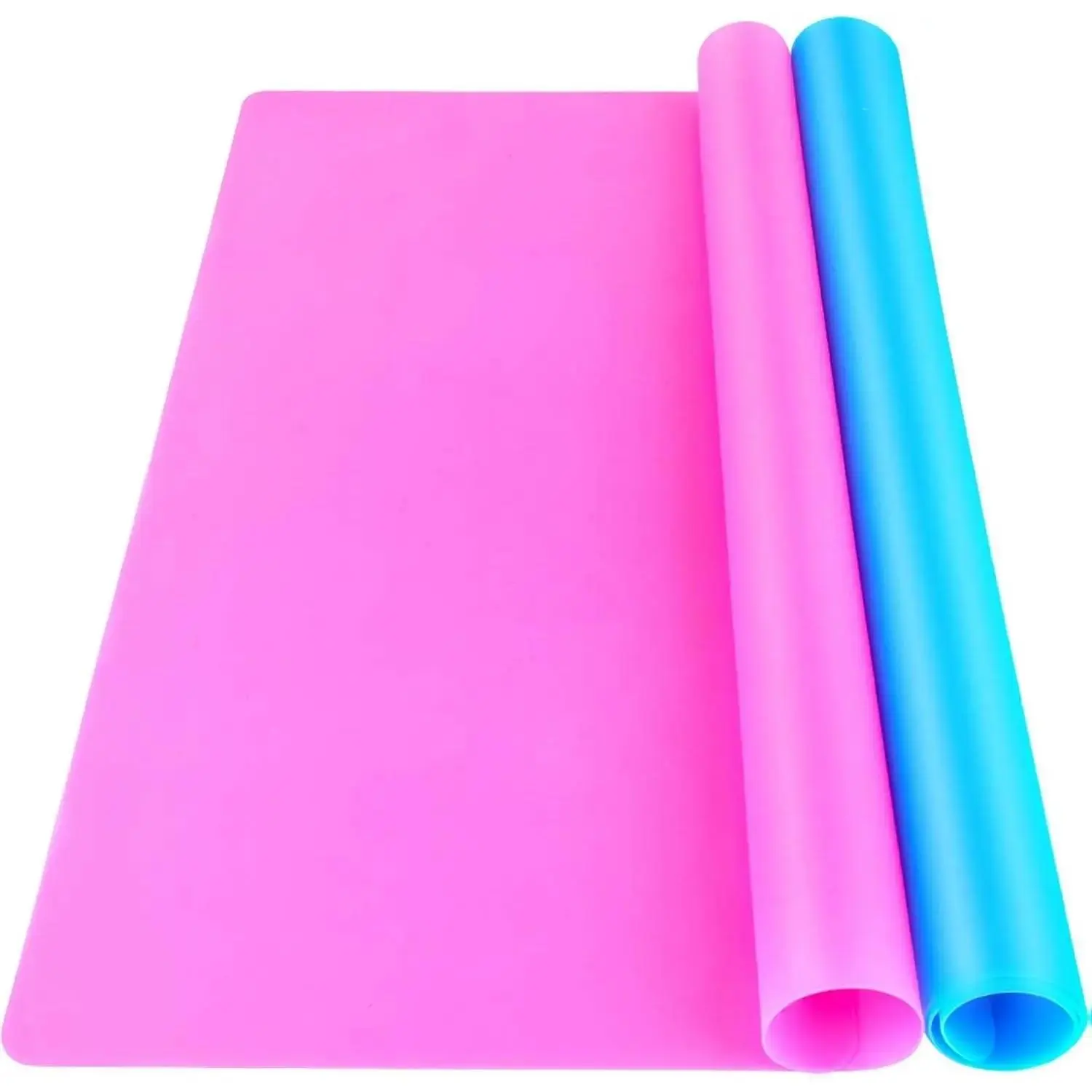 Silicone Mat for Resin Molds, 2 PCS 15.7" x 11.7" Playdough Mat, Silicone Mats for Crafts, Jewelry Resin Molds Mats, for Resin, Clay, Paint, Blue & Rose Red