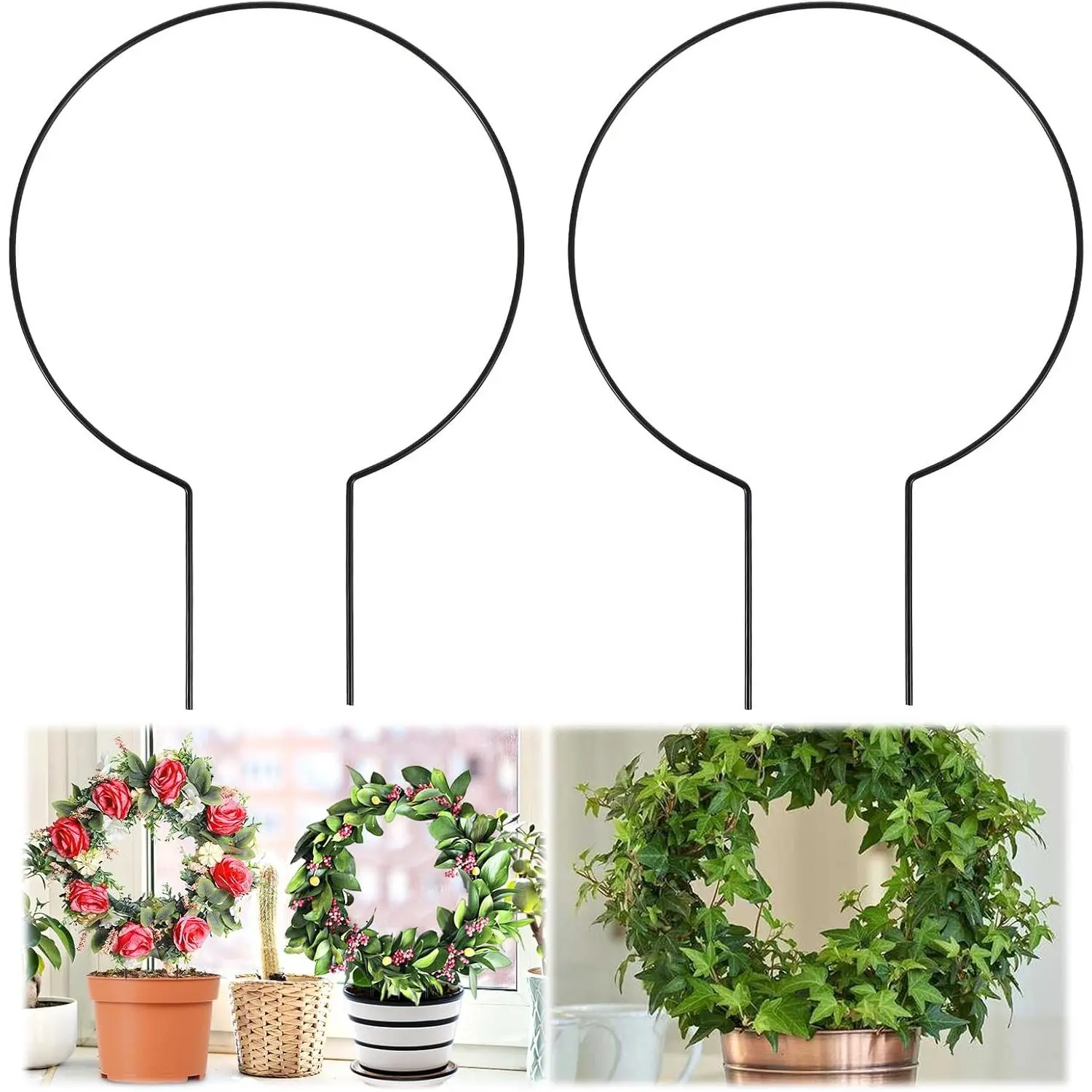 2 Pack Round  Trellis for Indoor Potted ,  Small Trellis for Climbing  Indoor Outdoor  Support for Hoya Pothos Vine Ivy Monstera Flower Philodendrons Dischidia