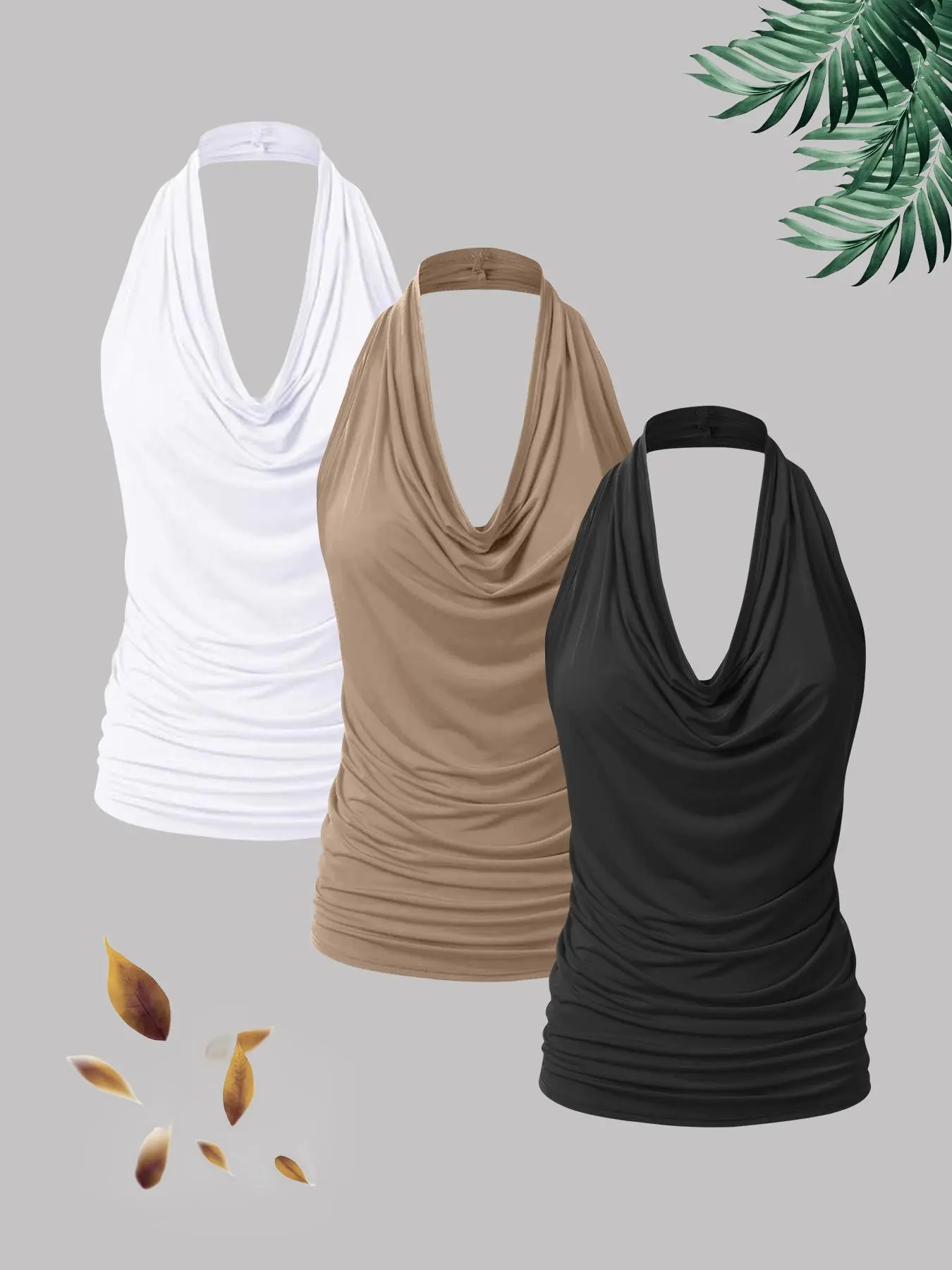 Women's Solid Color Halter Neck Top, Camisole Shirts, Casual Breathable Sleeveless Top for Summer, Ladies Clothes for Daily Wear