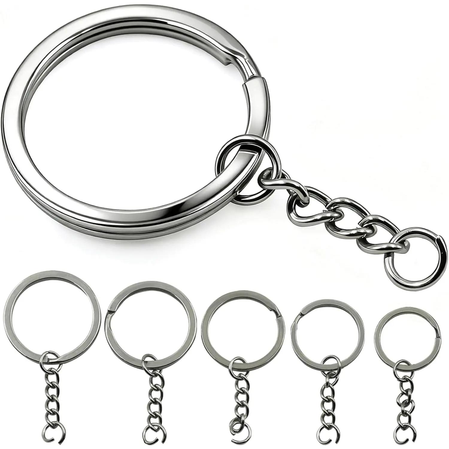 304 Stainless Steel Key Rings with Chain, 25 Pack 20mm  Supplies | 0.8" Key Rings, Chains, and Jump Rings in a 25-Pack Set for  Making, Crafting, Charms, and  Accessories
