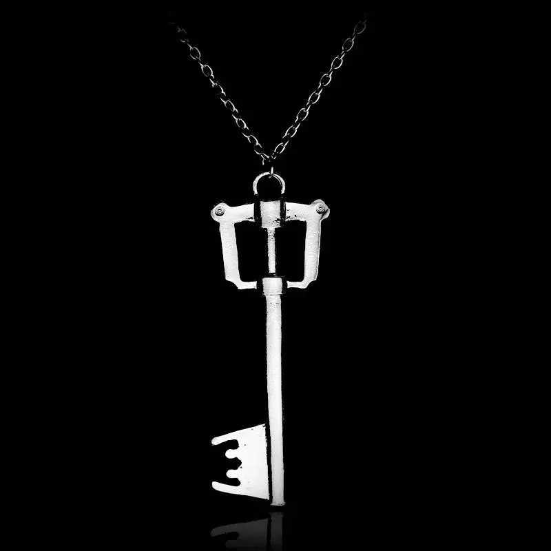 Game Kingdom Hearts Chain Pendant Necklace Sora Key Blade Crown Charm Statement Choker Women Men Cosplay Jewelry Gift
