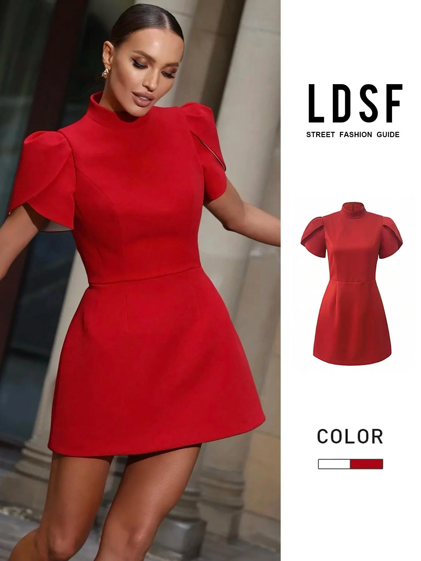 European and American Style Spring Summer New Women's Formal Dress, French Elegant Waist Cinched Pleated Pocket Short Dress, Fashionable and Chic, Office Siren Dress