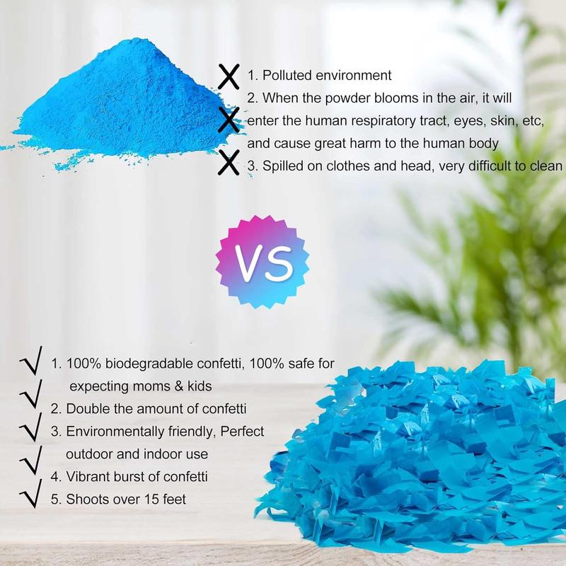 Gender Reveal Confetti Cannon, Set of 4 Mixed (2 Blue 2 Pink) Gender Reveal Confetti Cannon Popper, for Gender Reveal Decorations and  Gender Reveal Party Supplies, Pink&blue