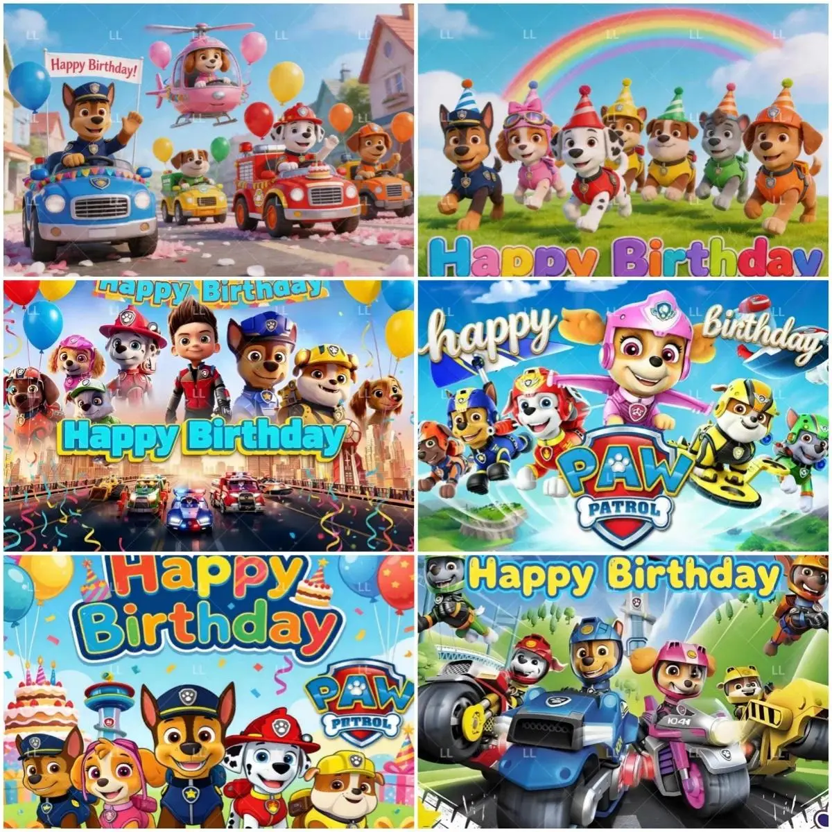 Paw Patrol Animation Theme Birthday Party Decora Backdrop Cartoon Puppy Dog Photography Background Kid Baby Shower Supplies Gift