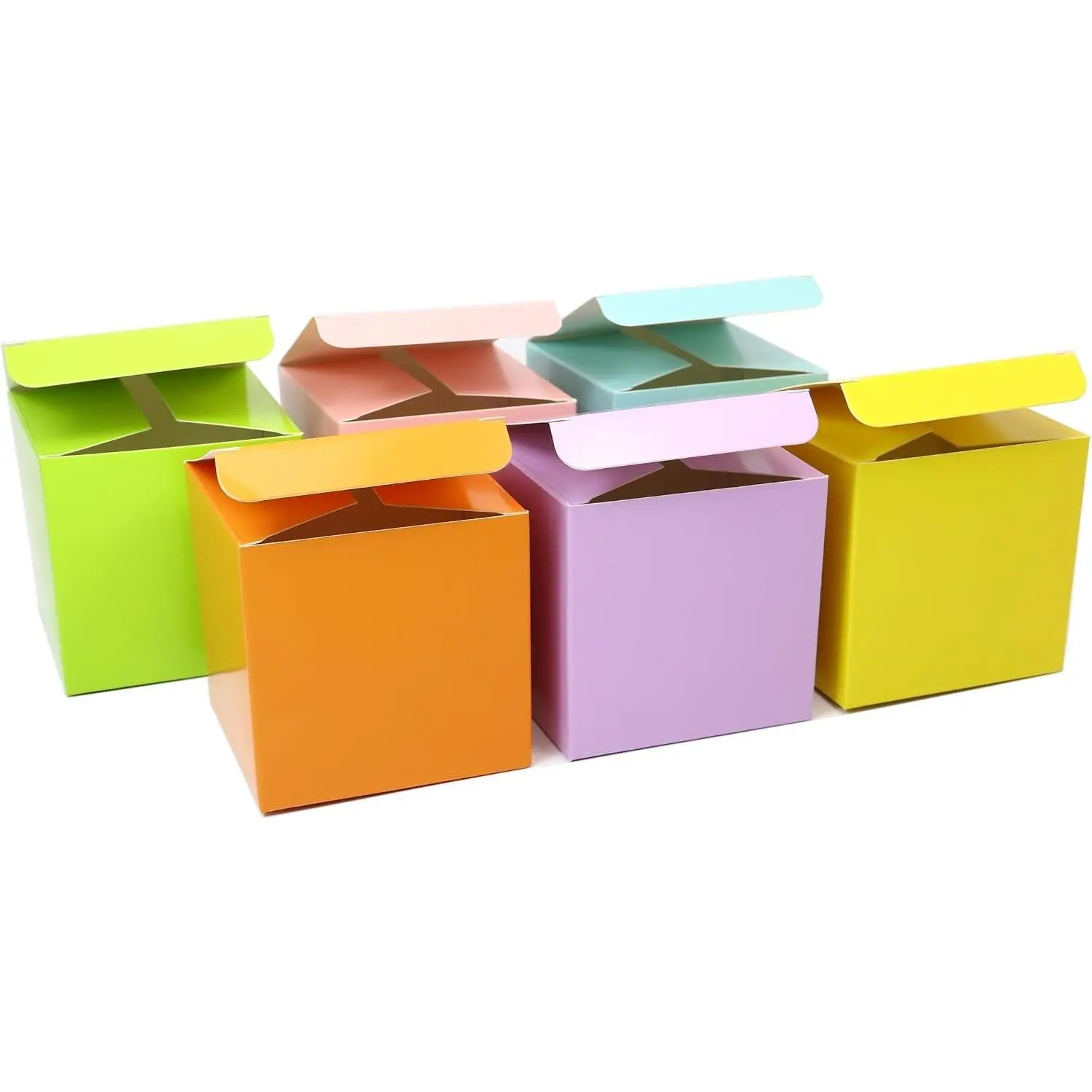 24 Pcs Colorful Paper Gift Boxes, Small Candy Boxes Bulk, 3x3x3 inch Gift Box with Lids, Goodie Treat Boxes for Party Favors, Birthday Gifts, Wedding Gifts