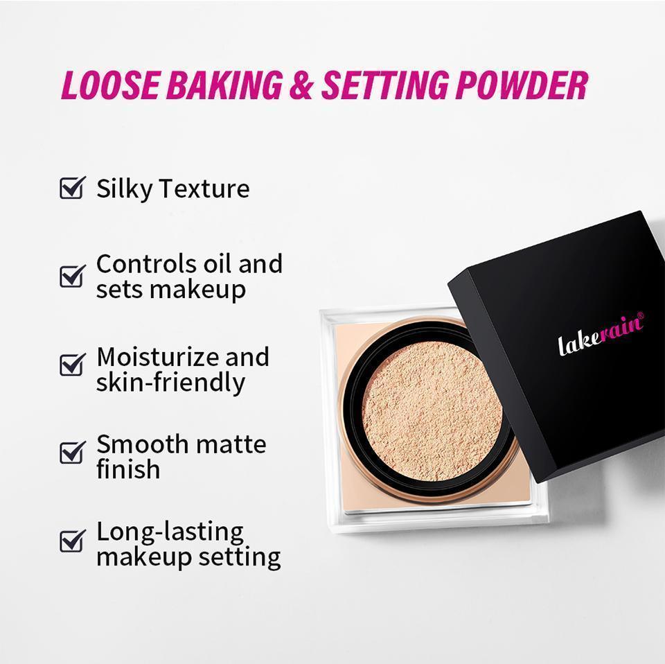 Monochrome Loose Baking&Setting Powder Long Lasting Oil Control Natural Face Matte Waterproof BrighTening Loose Powder Makeup