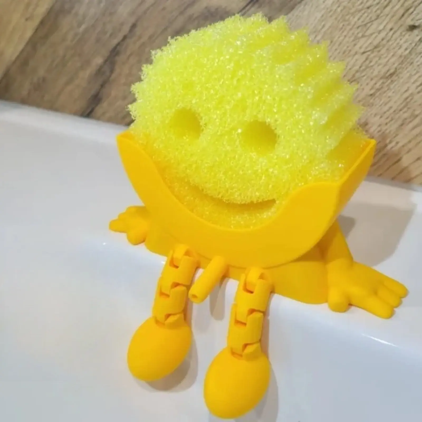 Cute Smile Sponge Holder Wall Mount Kitchen Sink Caddy Organizer Flexible Leg Scrub Daddy Drainage Drying Rack Desktop Suction Cup Storage Stand for Home