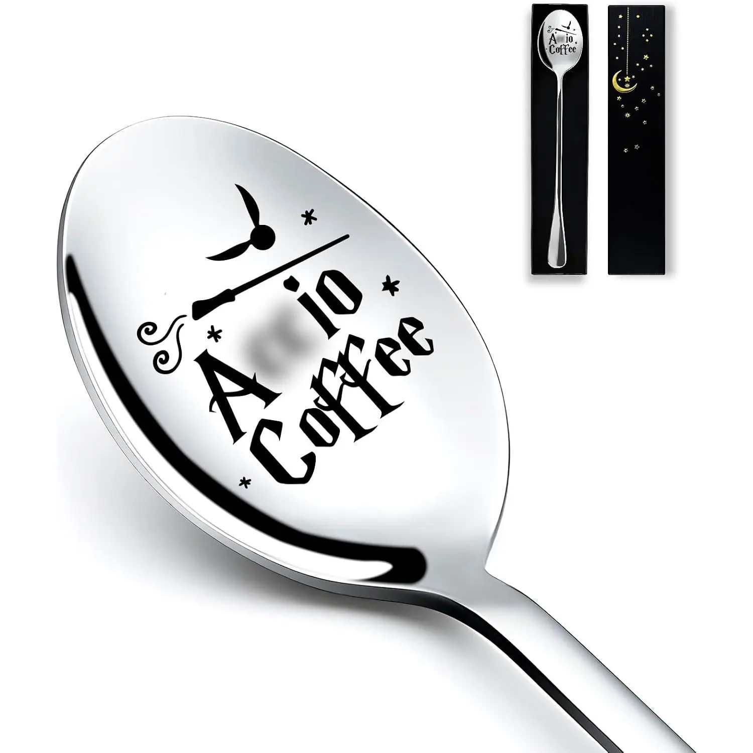 Funny Engraved Stainless Steel Spoon, Coffee and Ice Cream Spoon for Coffee Lovers, Bookworms, Birthdays, Valentine's Day, Christmas Gifts