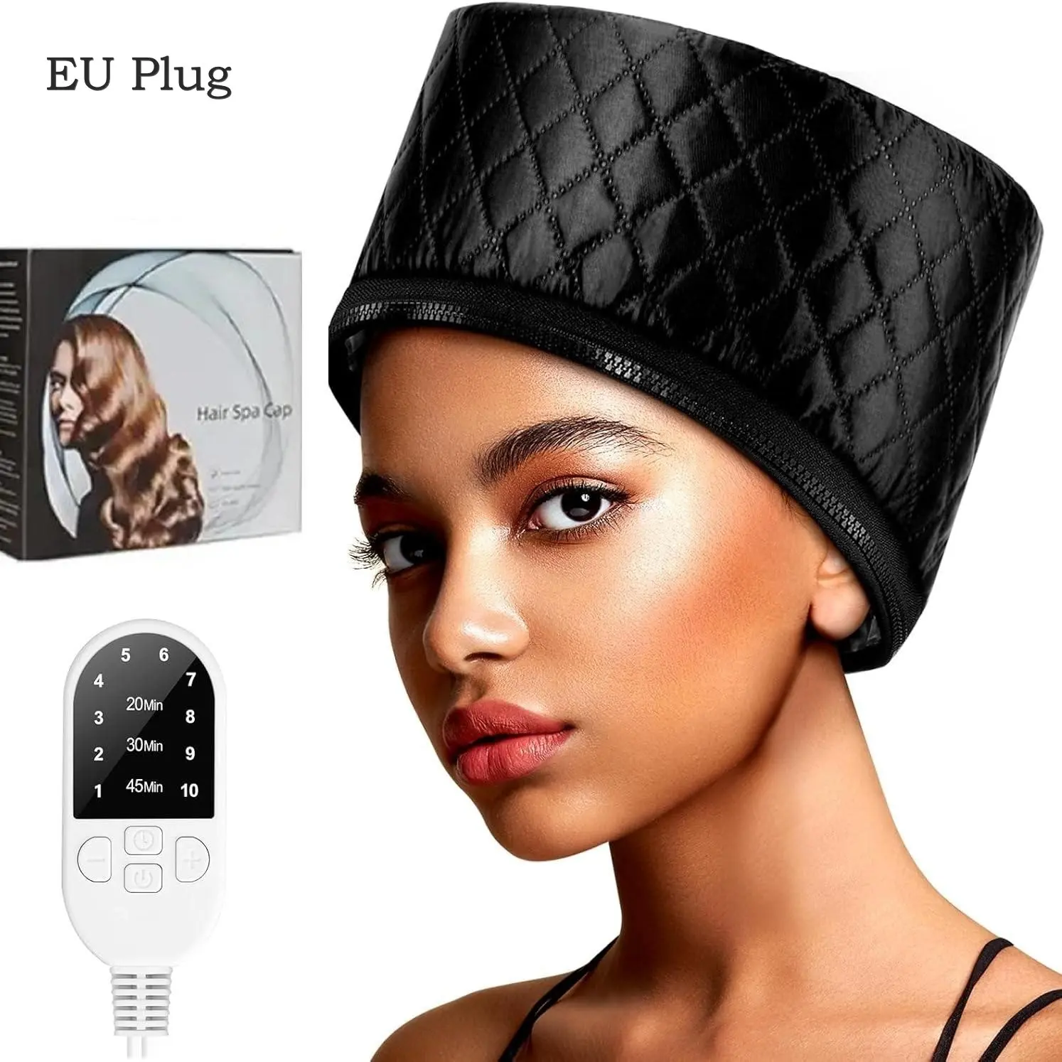 EU Plug Hair Care Heating Cap, Adjustable-Temperature Steam Cap for Deep Conditioning Hair Treatment, Adjustable Hair Bonnet, Ideal Winter Gift for Girlfriend