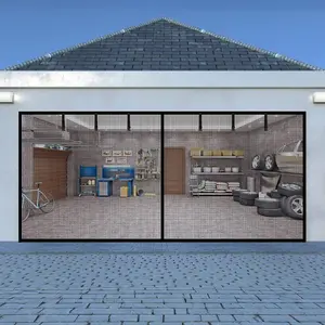 Garage Door Screen for 2  Garage Door-16x7FT Reinforced Fiberglass Garage Screen,  Garage Screen Door