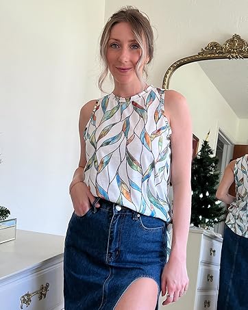 WIHOLL Womens Tank Tops Crewneck Loose Fit Basic Casual Summer Side Split Sleeveless Shirts