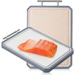 Titanium  Board Double Sided, Titanium  Boards for kitchen, Wheat straw Large  Board for meat, Easy Clean and Non  Chopping Board Dishwasher Safe (16"L x 11"W)