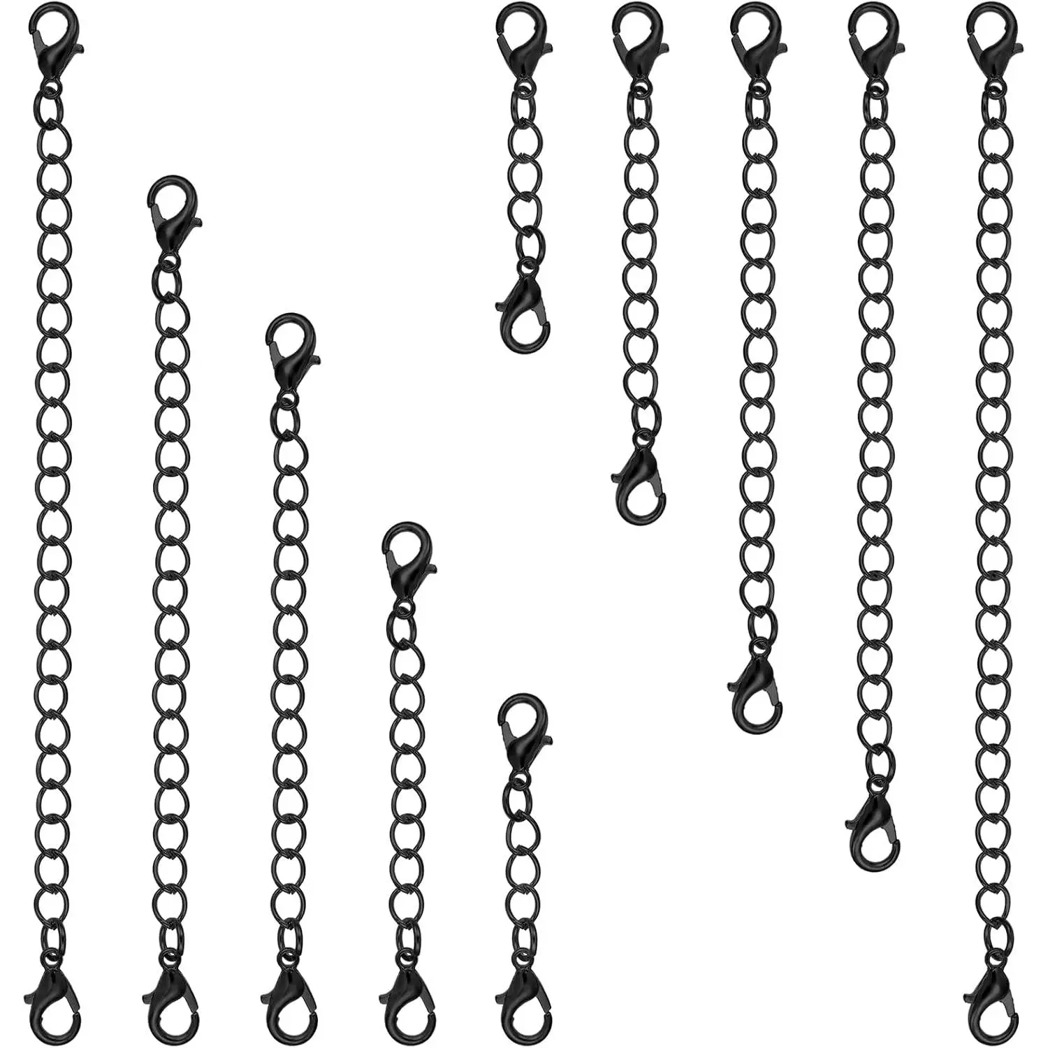 10 count Necklace Extenders, 5 Size  Extenders Chain Extension Set for Women DIY Bracelet Anklet  Making(1" 2" 3" 4" 6")(Black)