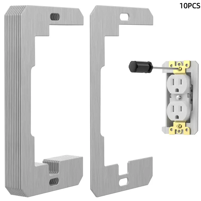 10-Piece Wall Panel Divider Set, Metal Flat Device Adjustment Plate, Power Outlet Repair Kit, Loose Socket and Electrical Box Fixing Tools Easy Installation