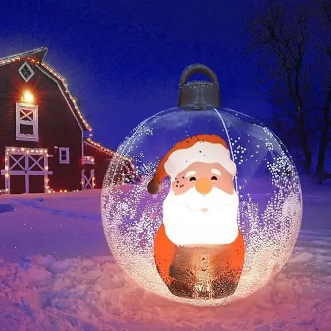 Inflatable Christmas Hanging Ball - Santa Claus Design PVC Ornament for Indoor & Outdoor Holiday Decoration 60 cm