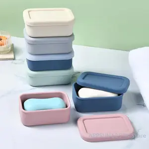 Solid Shampoo Bar Holder, Large Leakproof Travel Soap Case, Silicone Soap Box With Draining Layer, Enhanced Soap Container