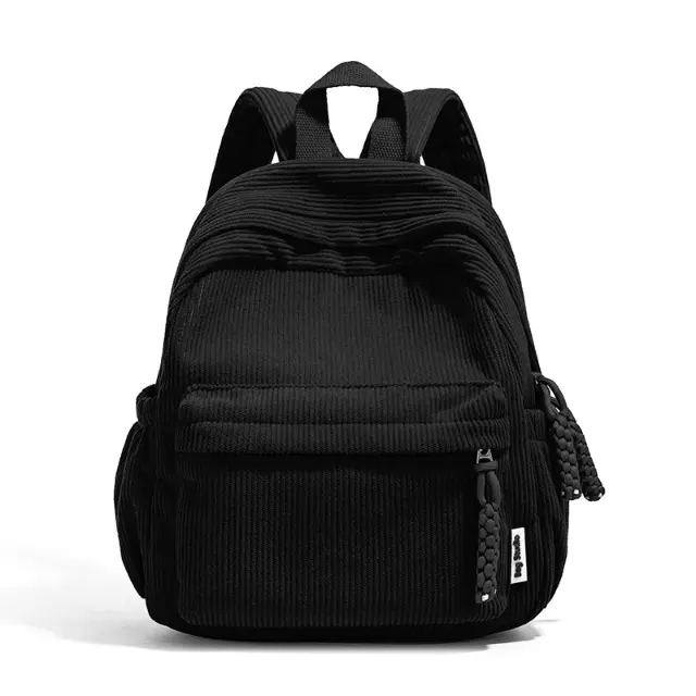 Women's Corduroy Backpack - Casual Daypack with Adjustable Straps & Secure Zipper Closure for Back to School Haul, Preppy Aesthetics, Campus Life, Holiday, Bagpack Travel Needs, Colorful School-Themed Backpacks, Cute Expression Backpacks