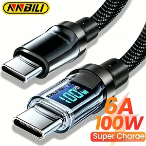 Nnbili 100w Fast Charging USB Type-C Cable, Compatible with Iqoo Oppo Vivo Huawei, Not for Xiaomi Apple Samsung, LED Display Charger