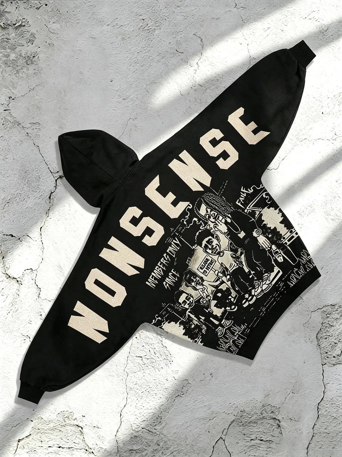 American West Coast Retro Nonsense Hoodie, Unisex Oversized Streetwear, Vintage Graphic Cartoon Letter, Fall Winter Fashion Top, Sweatshirts