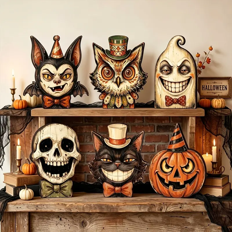 Gothic Halloween Decorations Fall Decor--Vintage Vampires, Ghosts, Witches, Black Cats, Skeletons, Owls, and Pumpkins--Creepy Housewarming Gifts for Mantels, Bookshelves, Table and Home Centerpieces--Multi-Room Decorations to Create a Cozy Atmosphere