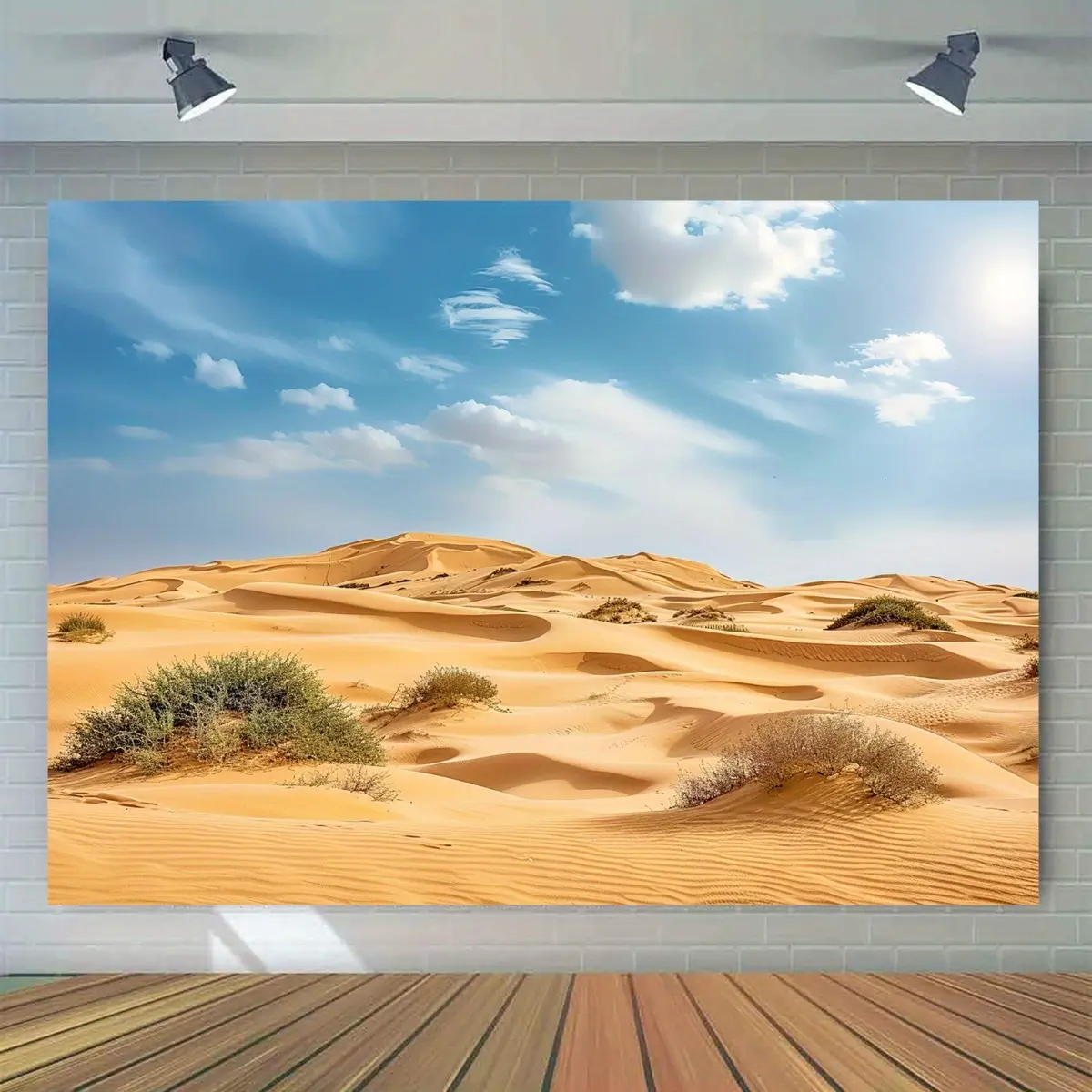 Desert Scenic Travel Hiking Camping Wall Backdrop 2D Flat Banner | Durable Polyester Photo Booth Background with Metal Grommets