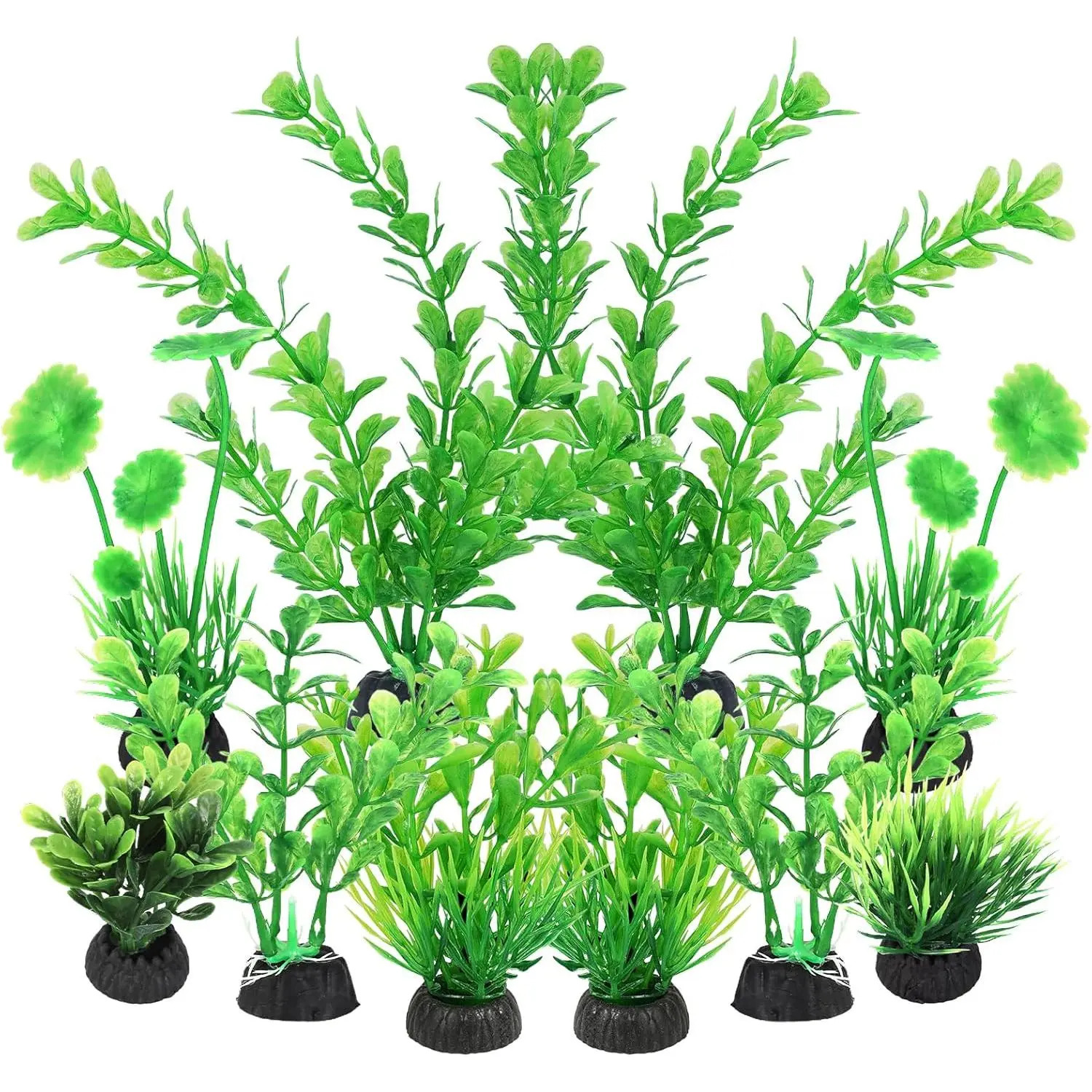 Artificial Fish  , Plastic Aquarium Decorations, Green Accessories, 10 count