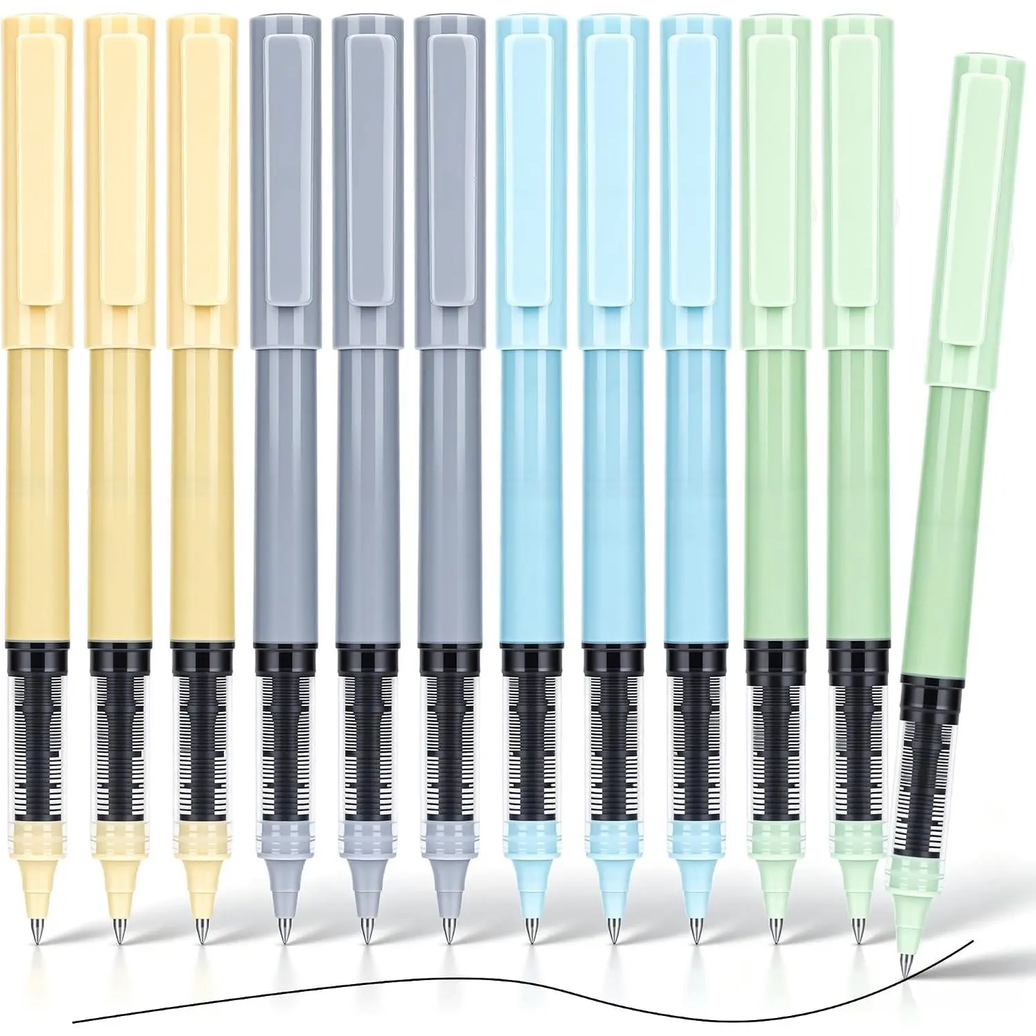 0.5mm Black Rollerball Pens, 12 Pack | Extra Fine Point Roller Ball Pen Quick Dry, Liquid Ink Pens Pen for Journaling, Note Taking, Office, School Supplies
