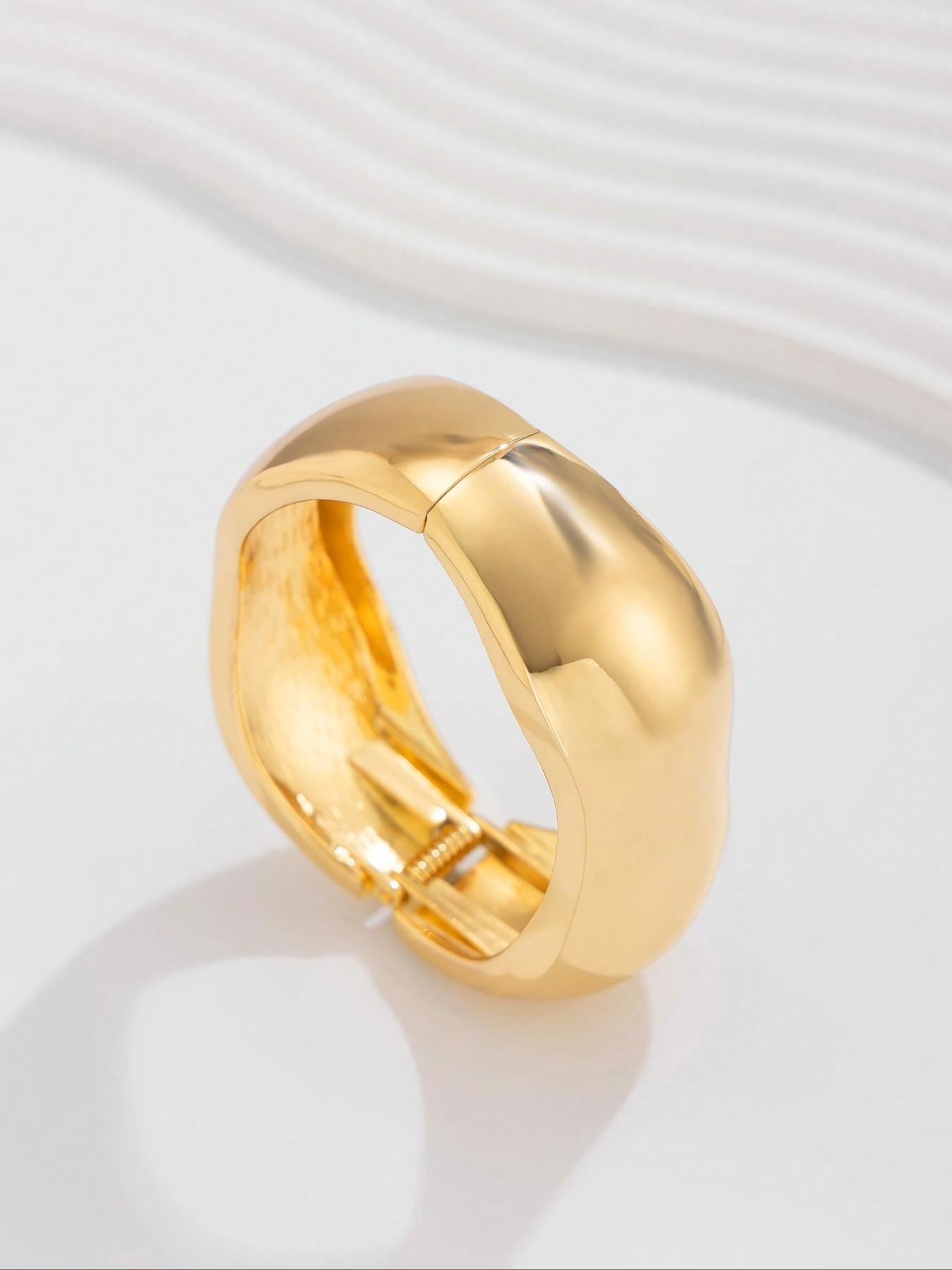 Punk Style Irregular Wide Band Cuff Bangle, Fashionable Minimalist Bracelet for Women & Girls, Trendy All-match & Exquisite Jewelry for Birthday Gift