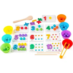 Fine Motor Toys，Wooden Peg Board Bead Game for Toddlers - Rainbow Stacking, Color Sorting & Counting Toys | Fine Motor Skills Development | Math Learning Games for 3 4 5 Years Oldfidget toys