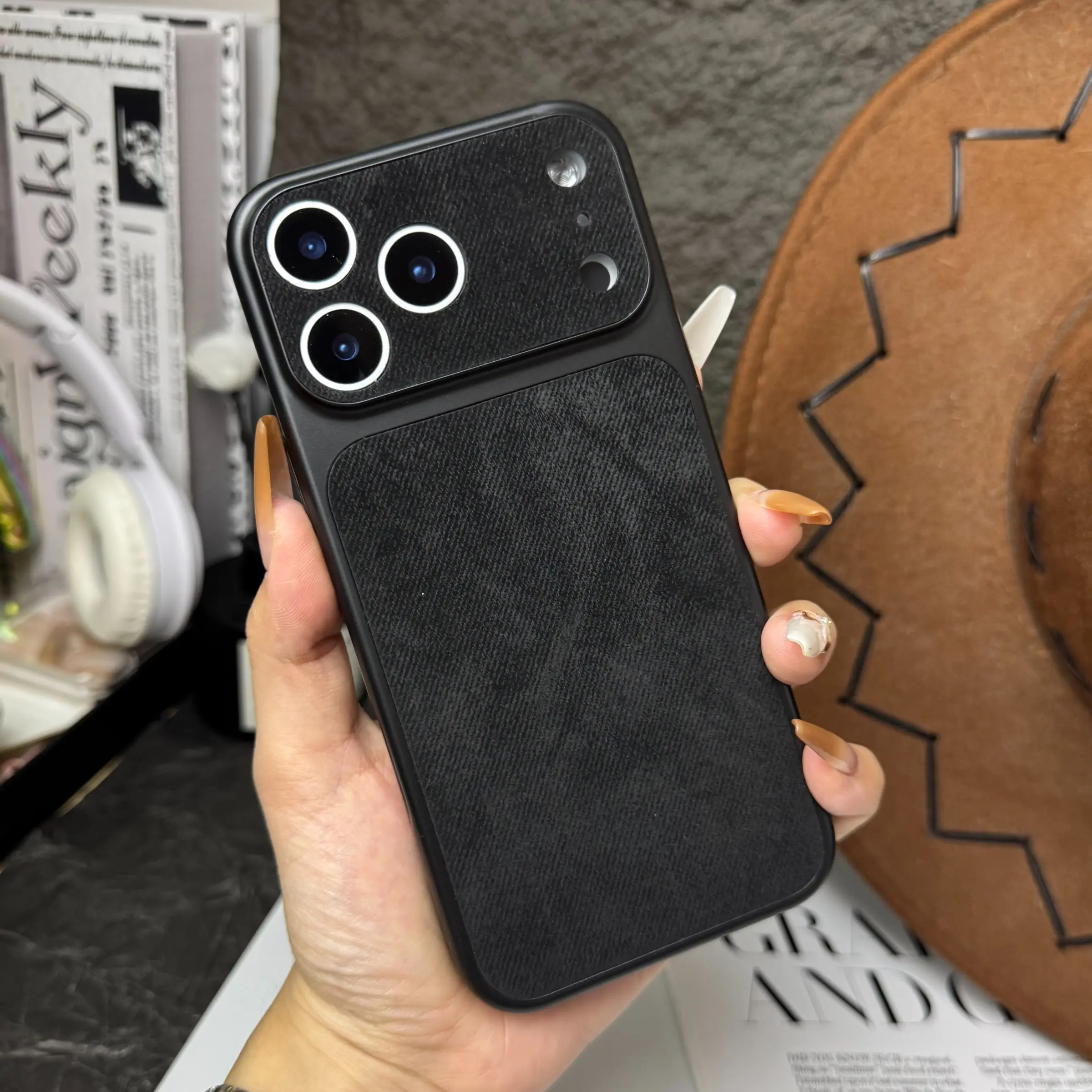 Phone Back Cover Sticker for iPhone 17 Series, Denim Pattern Precision Holes Design, Instantly Transform Your iPhone 17 Appearance