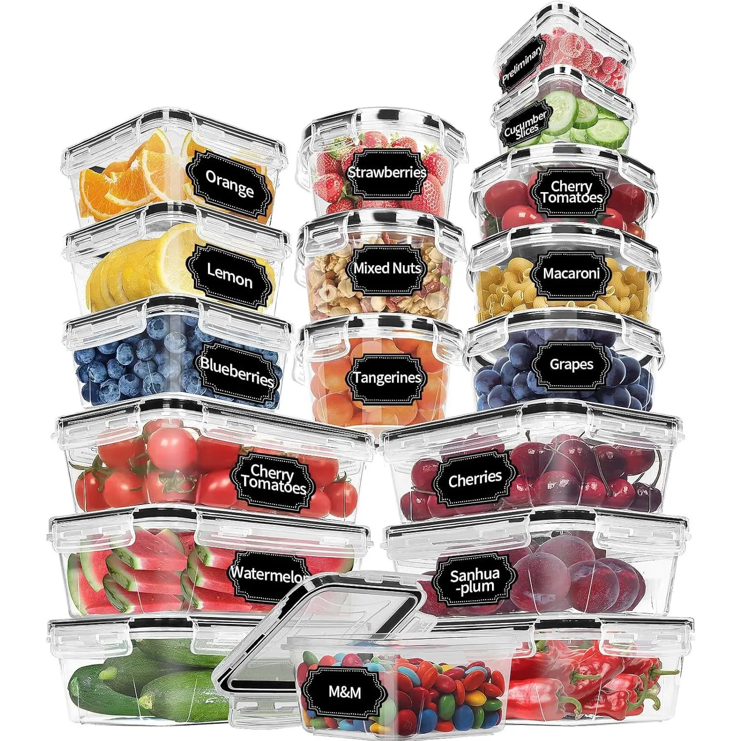 36 Pack  Storage Containers (18 Airtight Kitchen Storage & 18 ), Plastic  Meal Prep Container for Pantry Organizers and Storage with Free Labels & Marker